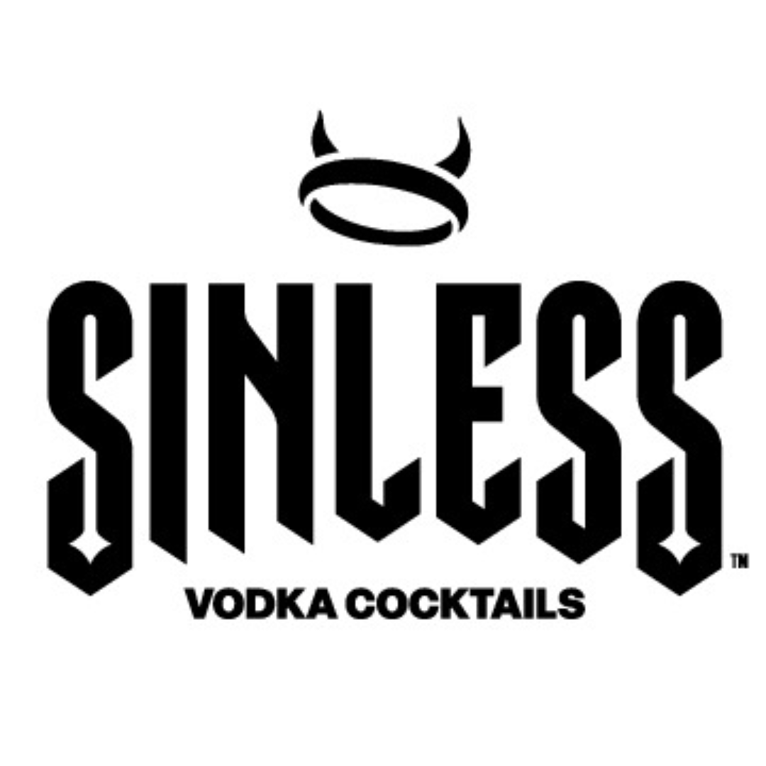 Logo of Sinless Vodka Cocktails with black text on a white background